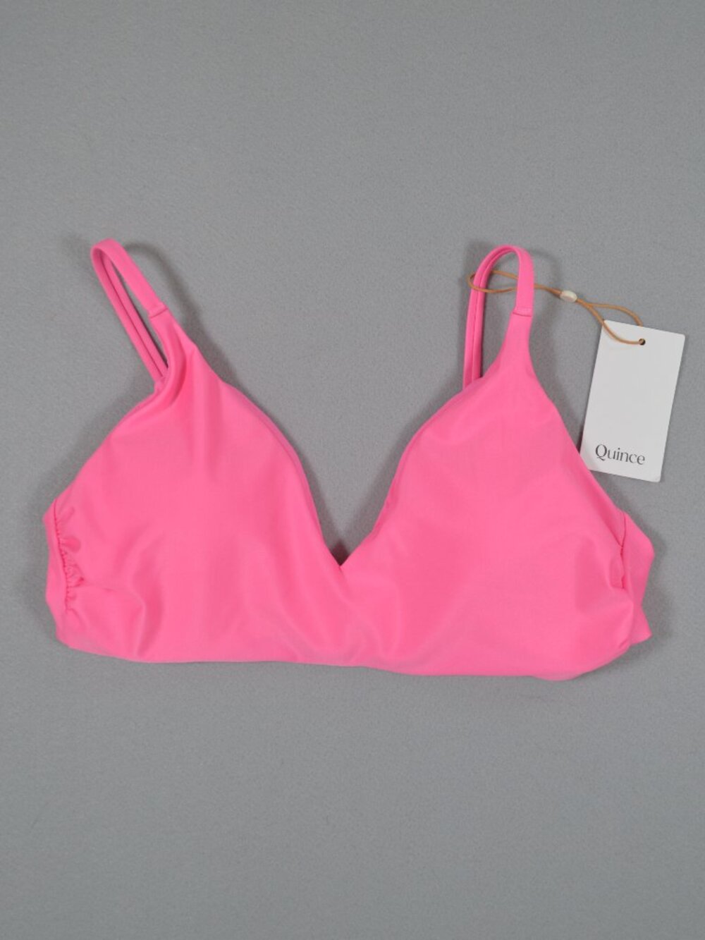 New with tags Quince Italian Scoop Neck Bikini Top in Bubblegum Pink, size Large